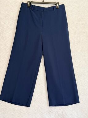 Ann Taylor Classic‎ Navy Wide-Leg Cropped Trouser Pants size 10